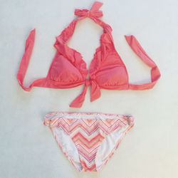 Women’s Halter Top Swimwear Swimsuit in Coral/Pink Size Medium