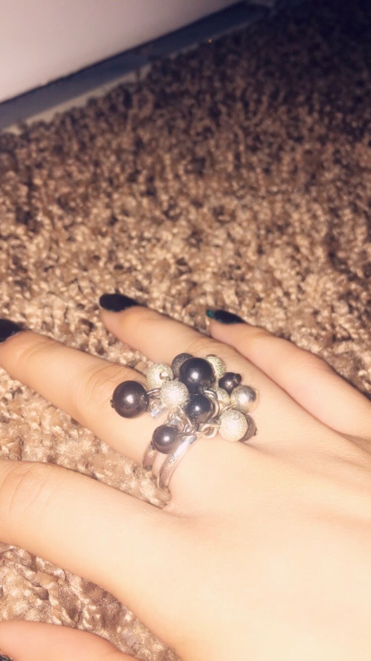 Black and silver ring with beads
