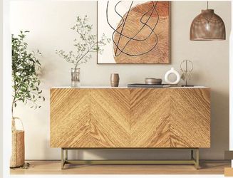 Faux Marble Top Mid Century Modern TV Stand for TVs up to 65“
