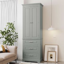 AS IS Assembled New 62.2" Wide Storage Cabinet Pantry Cupboard with Doors and Drawers for Home Kitchen, Bathroom