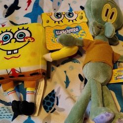 Squidward and spongebob plushy 6.5 inch Set