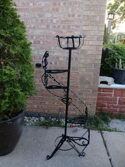 50" H Mid Century Wrought Iron Staircase Plant Stand