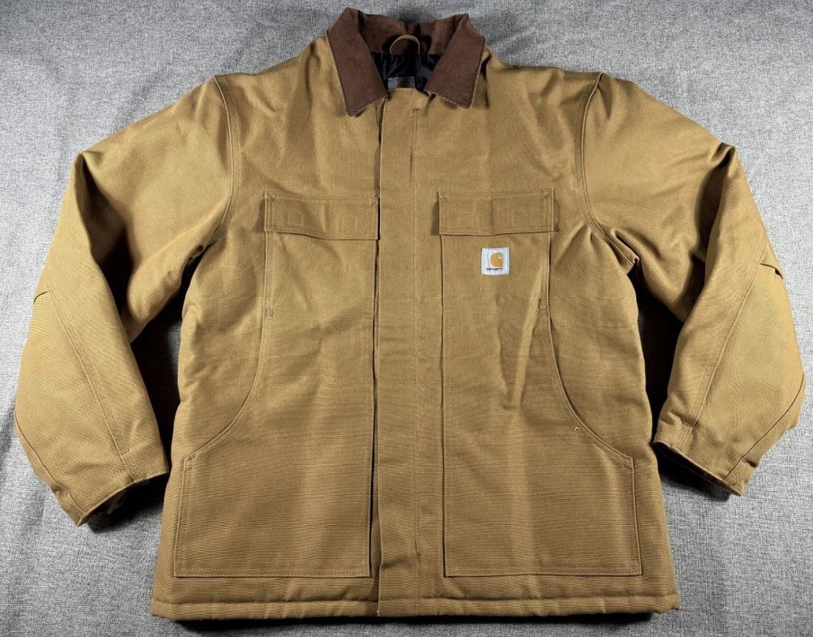 Carhartt Duck Traditional Coat Arctic Quilt Lined Brown C03 Chore Barn Large 