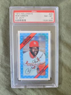 BOB GIBSON 1972 Kellogg's #26 PSA Graded Card NM-MT 8 MLB St. Louis Cardinals 