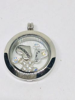 IBB Stainless Steel Still Floating Locket Pendant with 5 charms