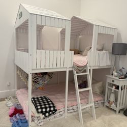 White Bunk Bed With Full Size Mattresses 
