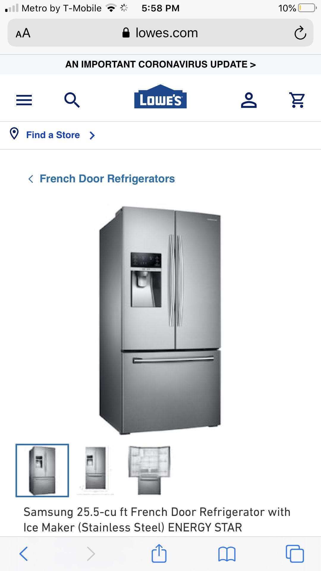 Samsung 25.5-cu ft French Door Refrigerator with Ice Maker (Stainless Steel) ENERGY STAR Item # 632834 Model # RF26J7500SR