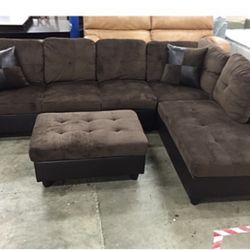 Brown Microfiber Sectional Couch
