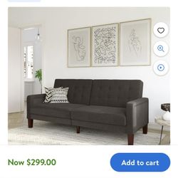  Tufted Futon, Gray Linen 