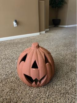 Large Outdoor Terracotta Clay Halloween Jack O Lantern