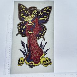 Iron On Heat Transfer  Good For T-shirts Sweaters Jackets T Shirt Design Size Is About 14x8 Butterfly Skull #409