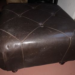 Great Condition Brown Leather Ottoman