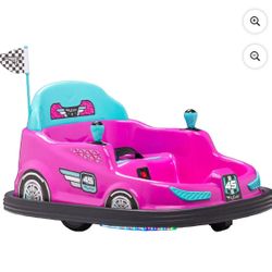 Kid Trax 6V Bumper Car Ride-On Toy, Pink, 360° Spin with LED Lights, Soft Bumpers, Safety Belt