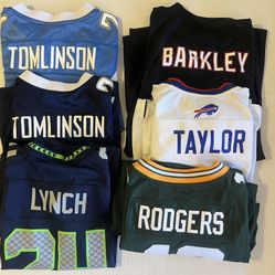 NFL Jerseys. Youth Sizes Small To Large. Tomlinson, Marshawn Lunch, Aaron Rodgers, Saquon  Barkley