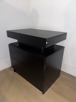 Set of 2-  Black 2-Drawer Nightstand  with LED lights