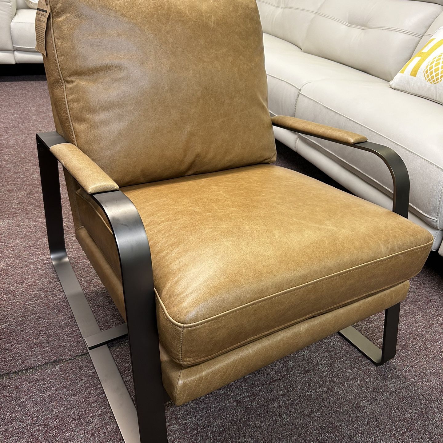 100% Real Leather Accent Chair- Jollene 