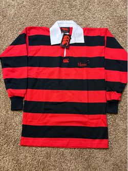NWT Canterbury Memec Embroidered Striped Rugby Long Sleeve Shirt Mens Size XS