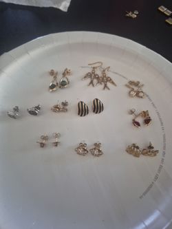 10 pair Mixed Lot of gold filled, and vintage Earrings