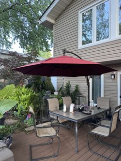 11 ft offset led patio umbrella in tan 9/10/11/12ft Solar LED Square Cantilever Patio Umbrella