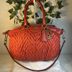 Coach 70th Anniversary Red Quilted Nylon Madison Satchel
