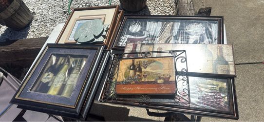Wine and Home Decor Framed Art Lot
