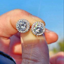 Platinum Plated Sterling Silver Cubic Zirconia Earrings