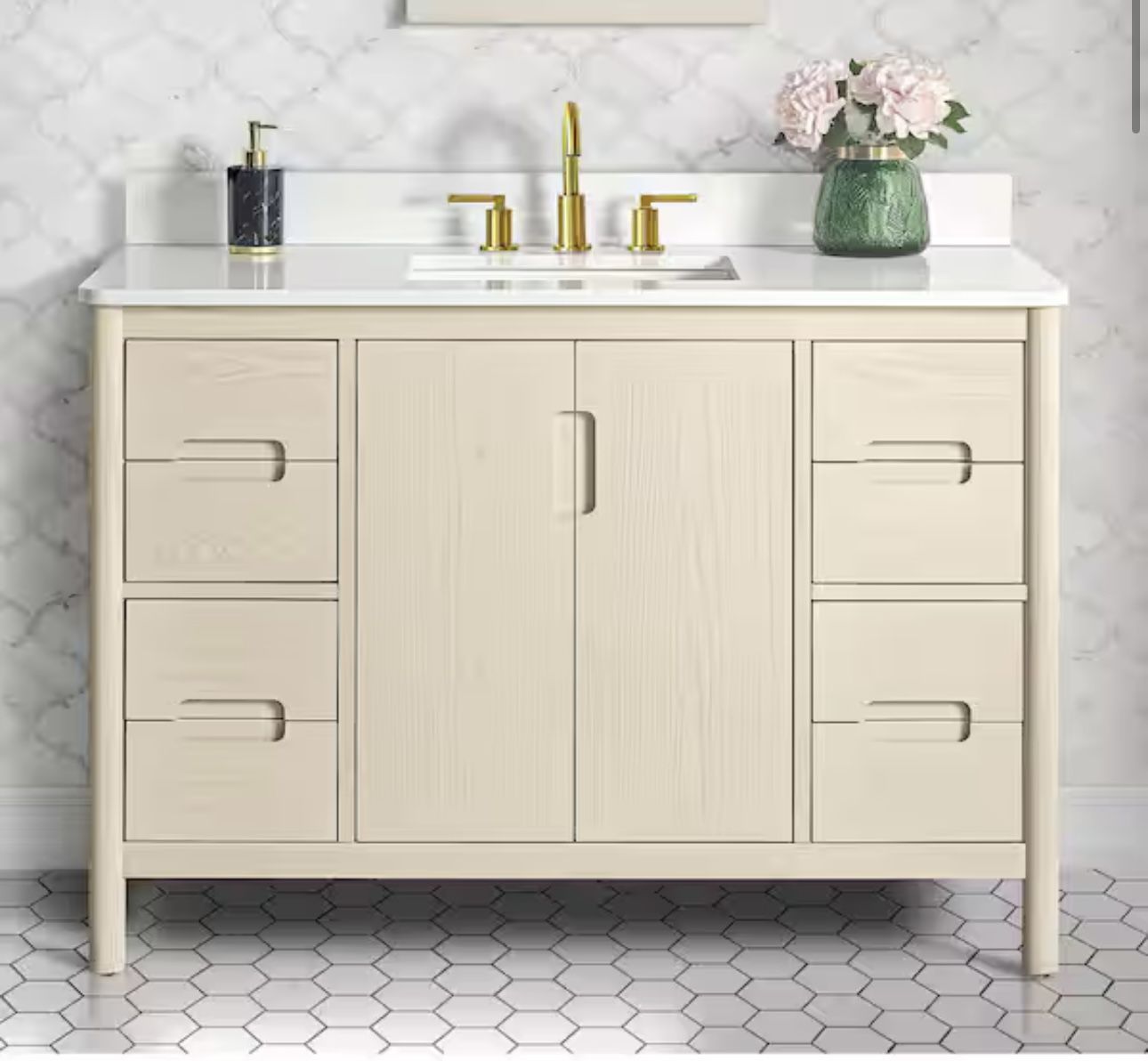 Montrose 49 in. Single Sink Natural Elm Bath Vanity with White Quartz Top (Assembled)