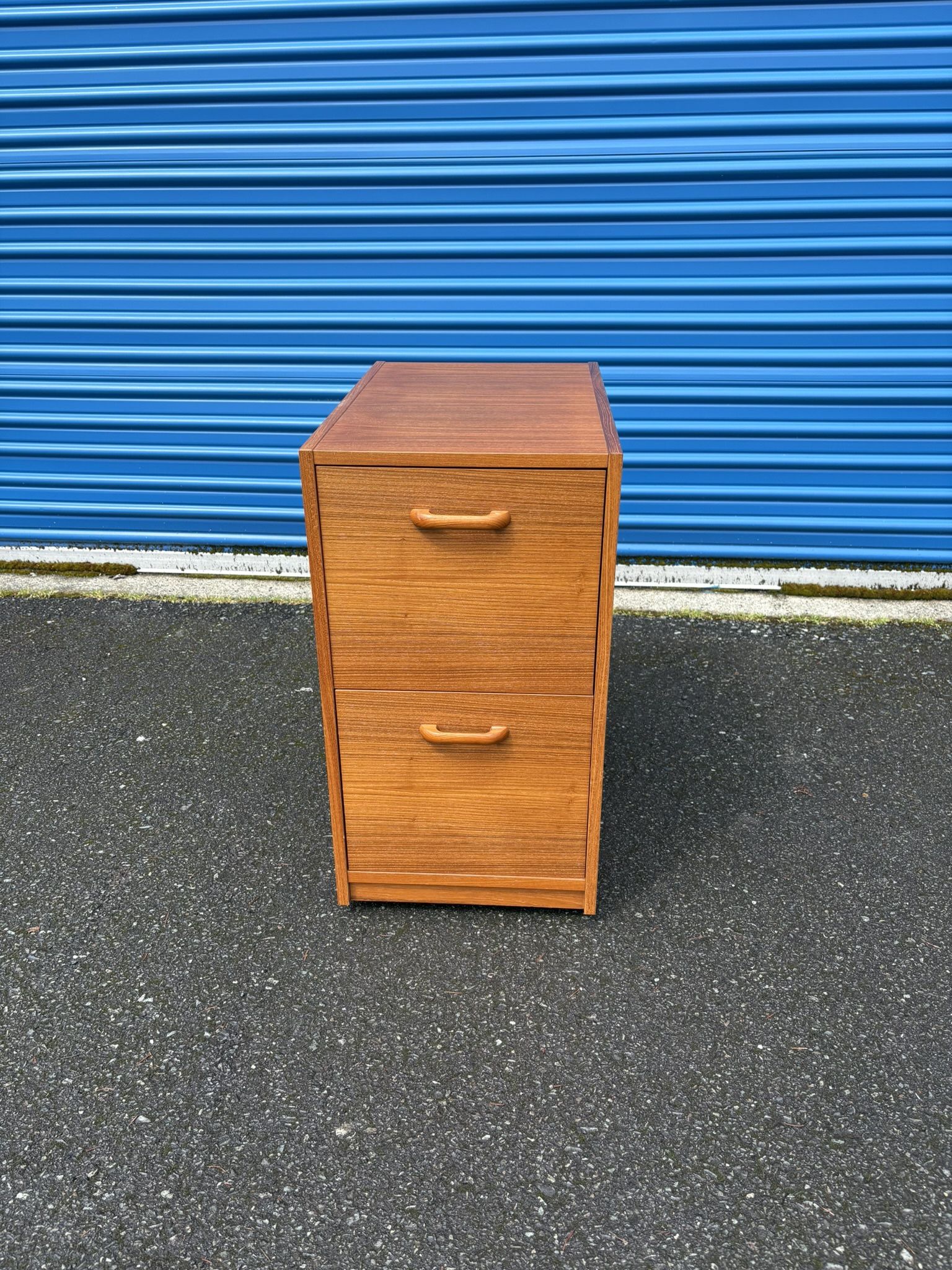 Mid Century Modern Teak Rolling Filing Cabinet