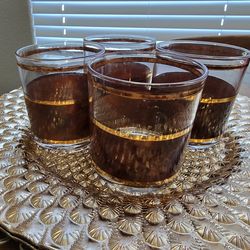 Vintage Tortoise Libbey low ball glasses