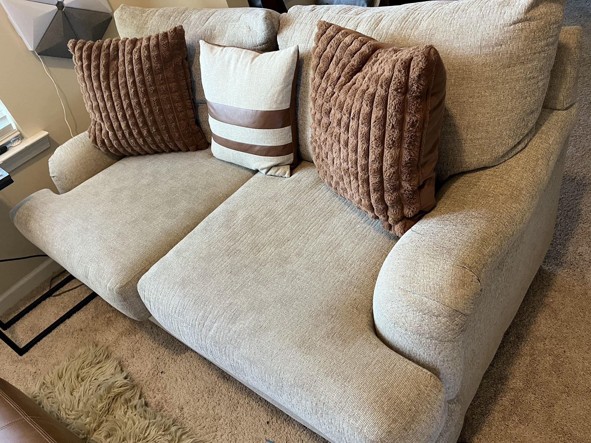 Beige/ Khaki Loveseat/small Couch