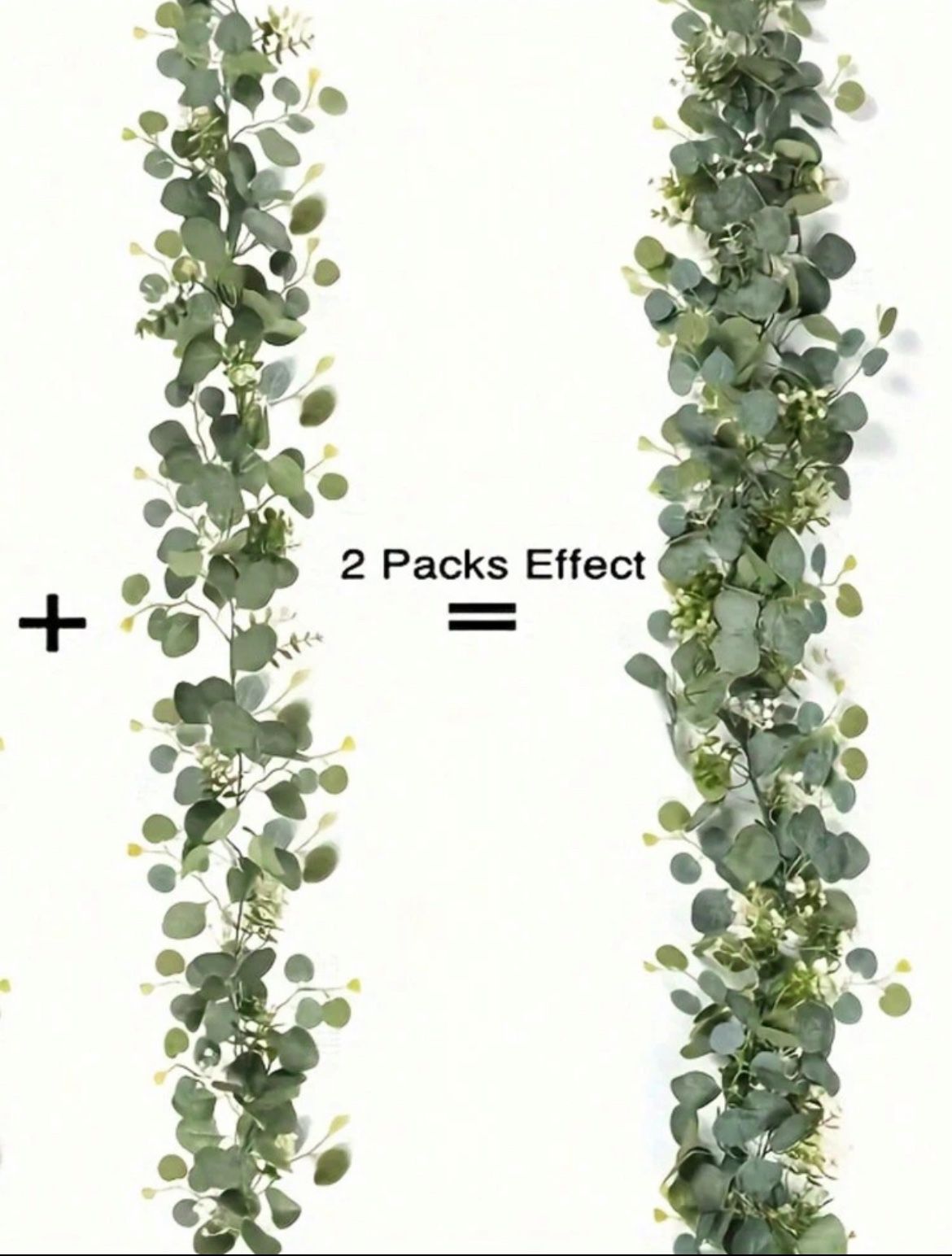 2 PcsArtificial Hanging Eucalyptus Leaf Vines, Faux Money Plant Vine For Home Decor, Green Buckingham Foliage, Valentine's Day, Gift Gifts Birthd
