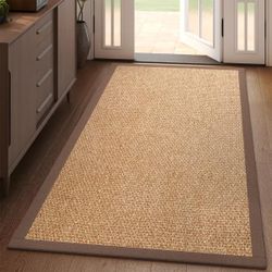 Braided Non-Slip Runner Rug Brown 3x5 ft