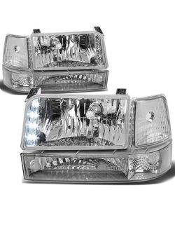 92-96 Ford Bronco & F-150, F-250, F-350 Chrome Housing With LED Headlights