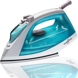 Hephaestus Steam Iron 1200 Watt Nonstick Teflon Soleplate Light Weight Small Travel Size Spray Self-Cleaning System with 8 Feet Cord