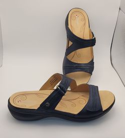 Revere "Rio" (10 /41) Sapphire Navy Blue Lizard Leather Comfort Slide Sandal Excellent Condition PRICE Is Firm Cash Only