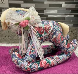 Vintage Floral Paisley Stuffed Rocking Horse Toy