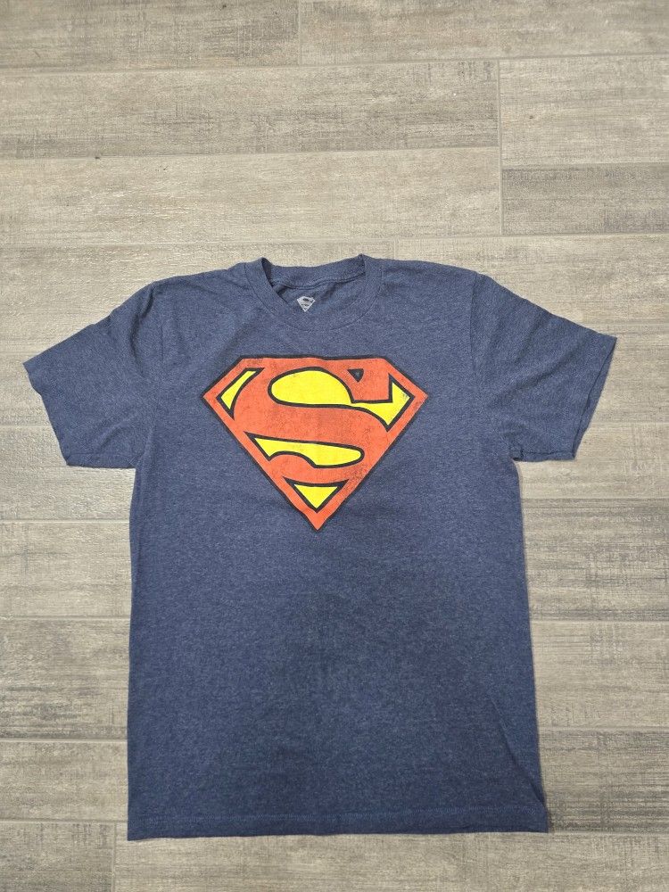 DC Comics Superman Classic Logo Distressed Blue T-Shirt Men's Small