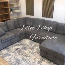 XL Sectional Sofa Couch W/ Pull Bed With Storage