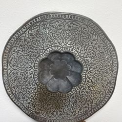 Vintage Brass Tray Table Moroccan Tea Table Made In India Large 30” Table Top Only 