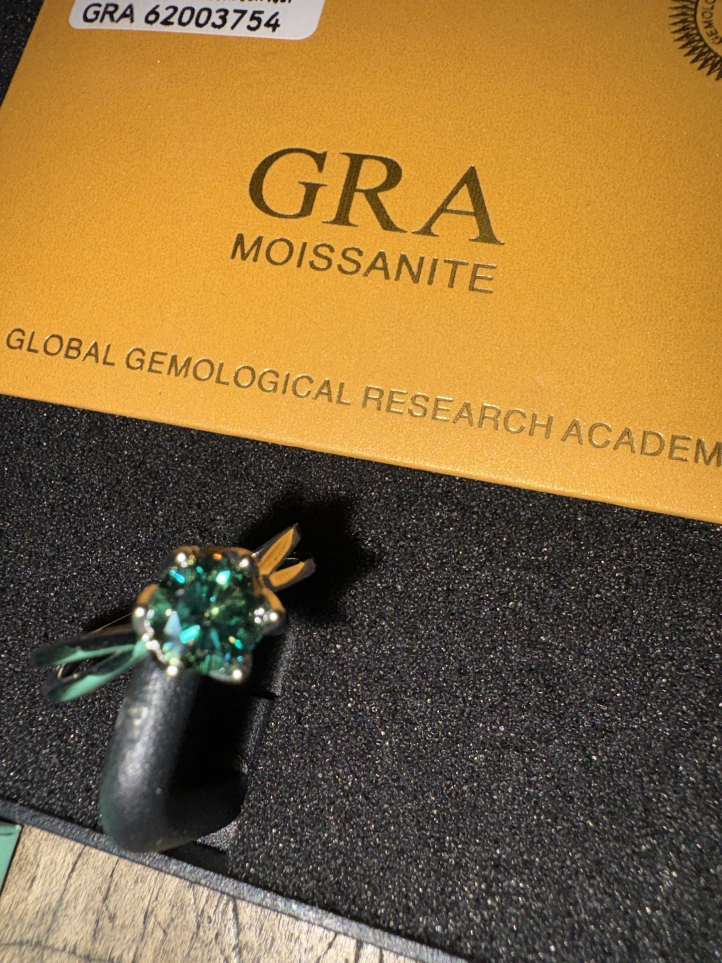 π May Birthstone Glow β 1CT Green Moissanite S925 White Gold Ring