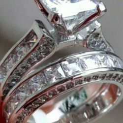 ❤Womens Wedding Engagement Ring Set Princess White Cz 925 Sterling Silver Sz 5-10❤