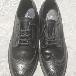 Vtg Stafford Men's 8.5D Long Wing Blucher Shoes Made In USA Circa 1970s  Black