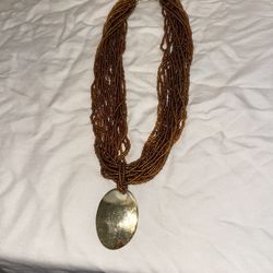 Beaded Necklace Large Round Pendant Costume Jewellery 