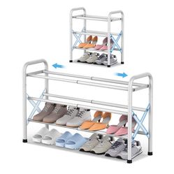 3-Tier Expandable Shoe Rack for Closet Floor