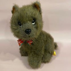 1992Vintage 24K Special Effects Polar Puff dog terrier stuffed animal plaid EUC