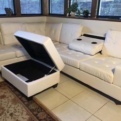 Leather Sectional With Ottoman