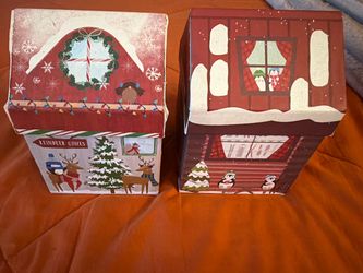 Set of2 Christmas house gift boxes