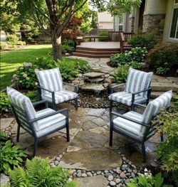 Aluminum patio chairs deep seating cushions outdoor aluminum patio chairs brand new 4-Piece