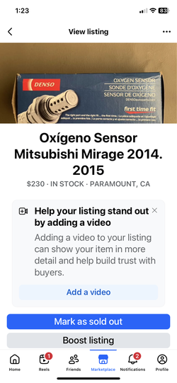 Sensor de oxígeno para Mitsibishi Mitage 2014 y 2015