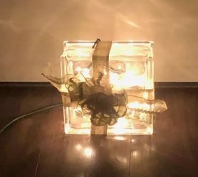 Christmas Decor Glass Block Lighed 
